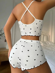 Heart Print Pajama Set