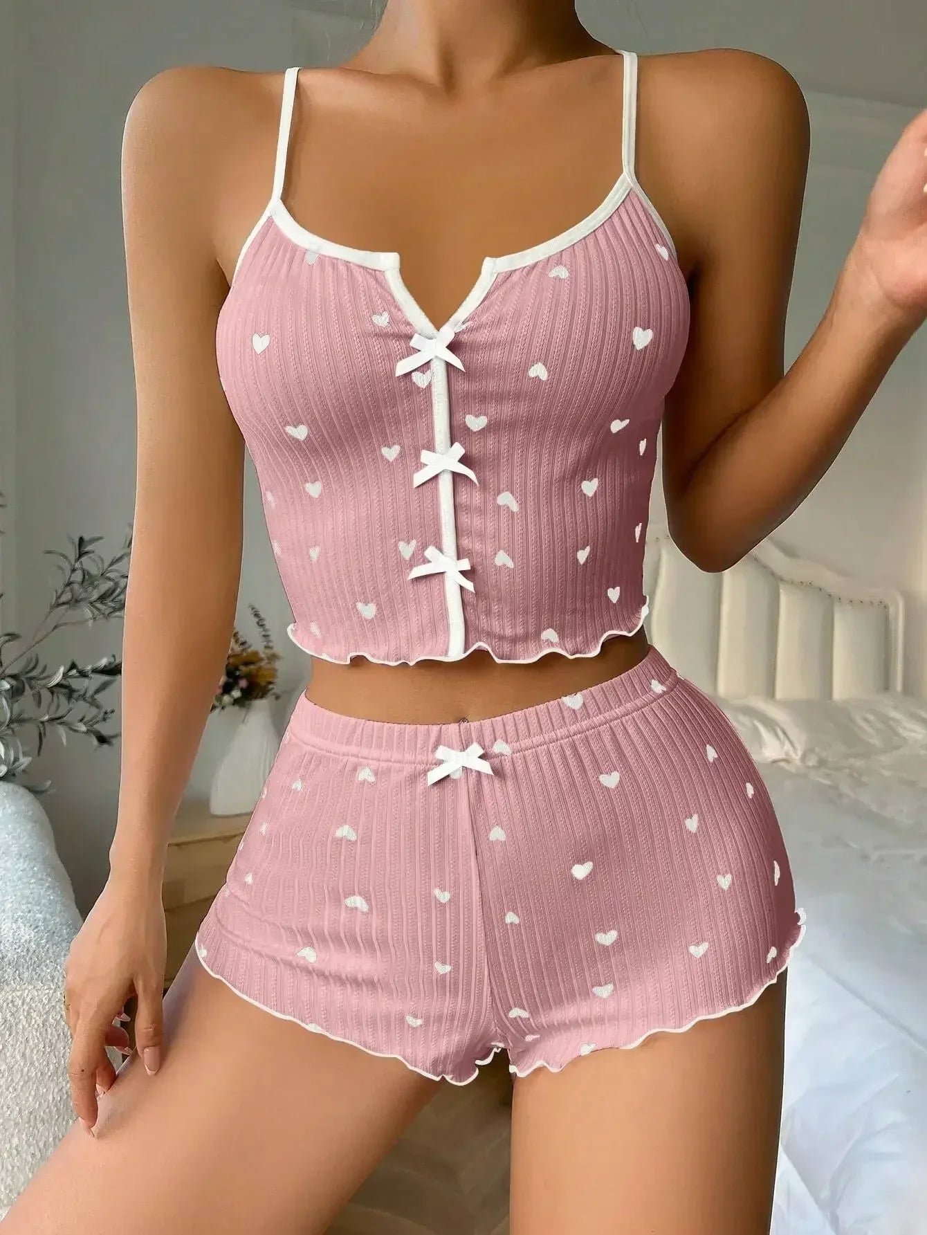 Heart Print Pajama Set