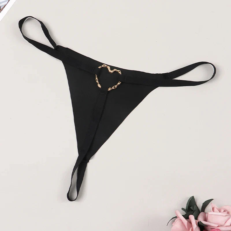 Heart Scallop Cut Out Thongs Transparent Intimates Panties Lingerie Erotic Outfits Pornographic Crotchless G-strings