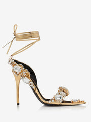 High Heel Sandals Open Toe Rhinestones Prom Shoes
