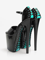 High Heel Sandals PU Leather Round Toe Shoes