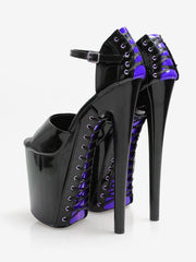 High Heel Sandals PU Leather Round Toe Shoes