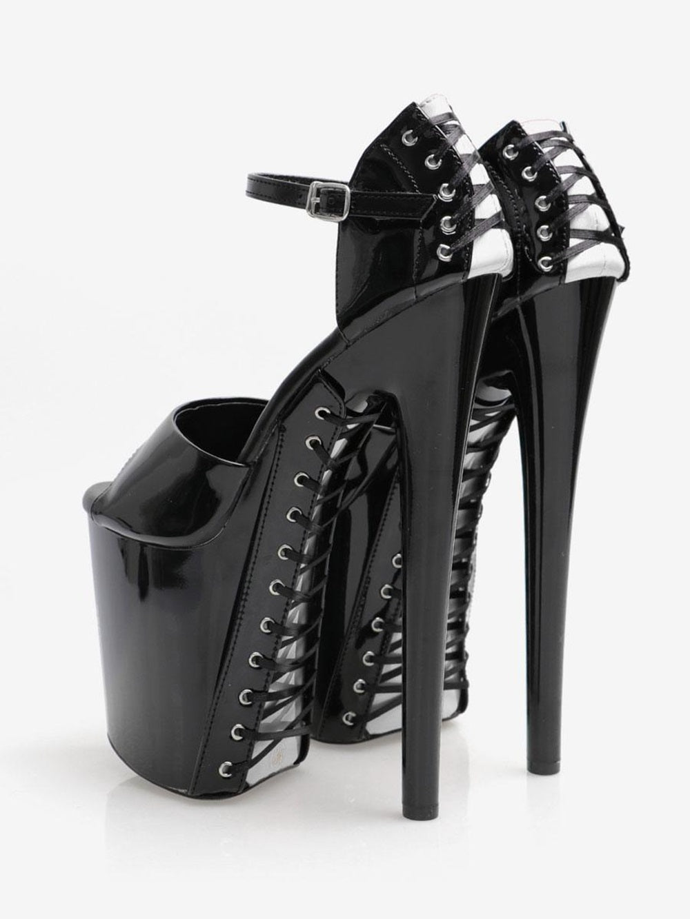 High Heel Sandals PU Leather Round Toe Shoes