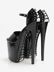 High Heel Sandals PU Leather Round Toe Shoes