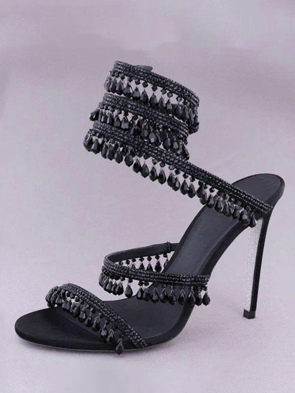 High Heel Sandals Women Open Toe Rhinestones Lace Up Prom shoes