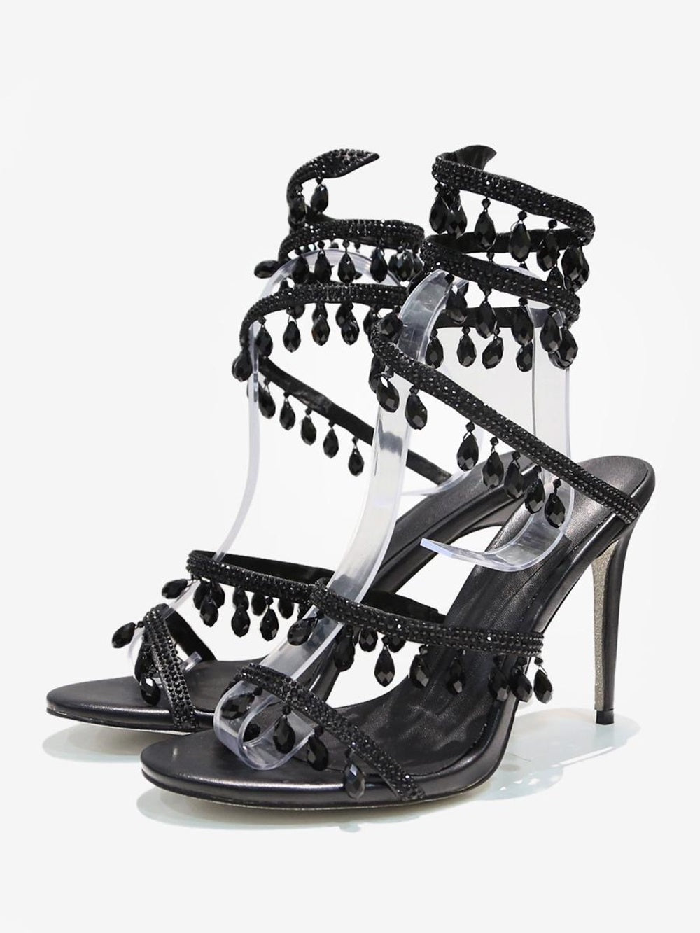 High Heel Sandals Women Open Toe Rhinestones Lace Up Prom shoes