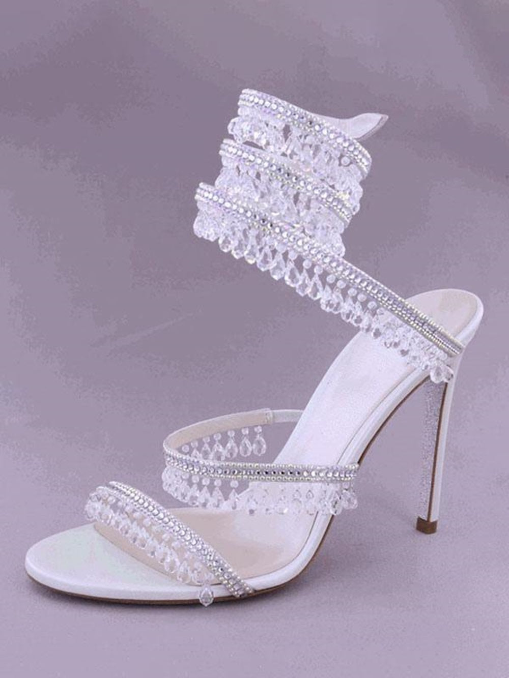 High Heel Sandals Women Open Toe Rhinestones Lace Up Prom shoes