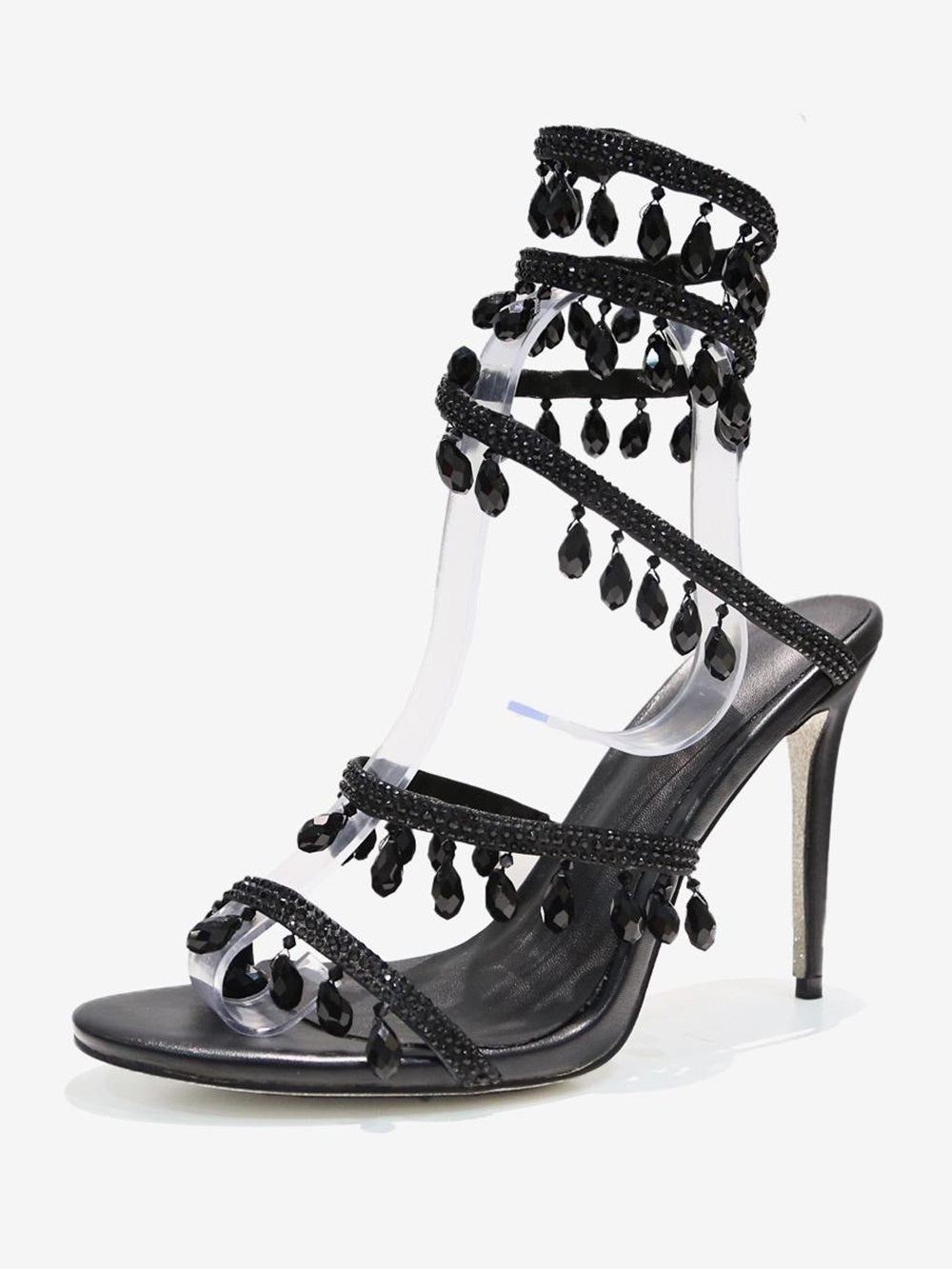 High Heel Sandals Women Open Toe Rhinestones Lace Up Prom shoes
