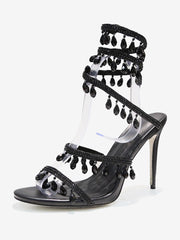 High Heel Sandals Women Open Toe Rhinestones Lace Up Prom shoes