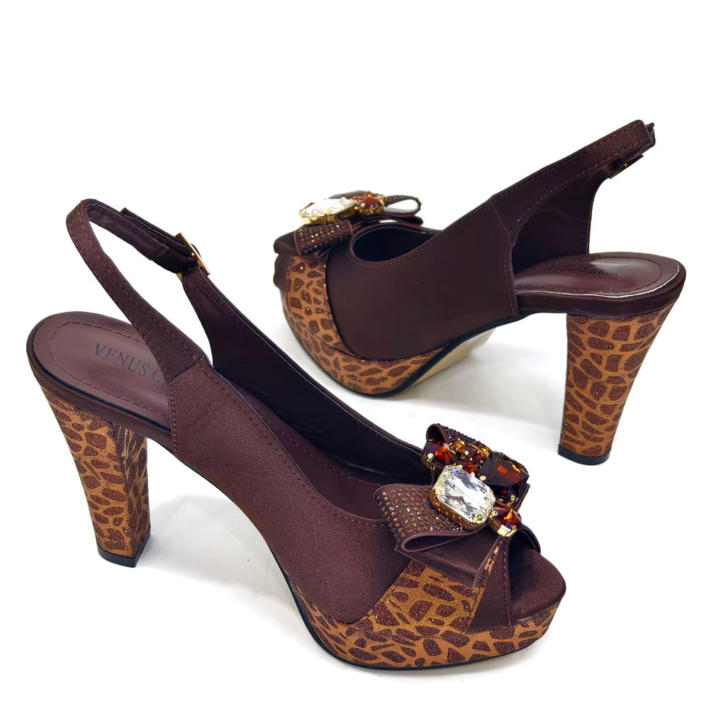 High Heel Wedding Party Bigger Size Design Shoes and Bags Matching Set