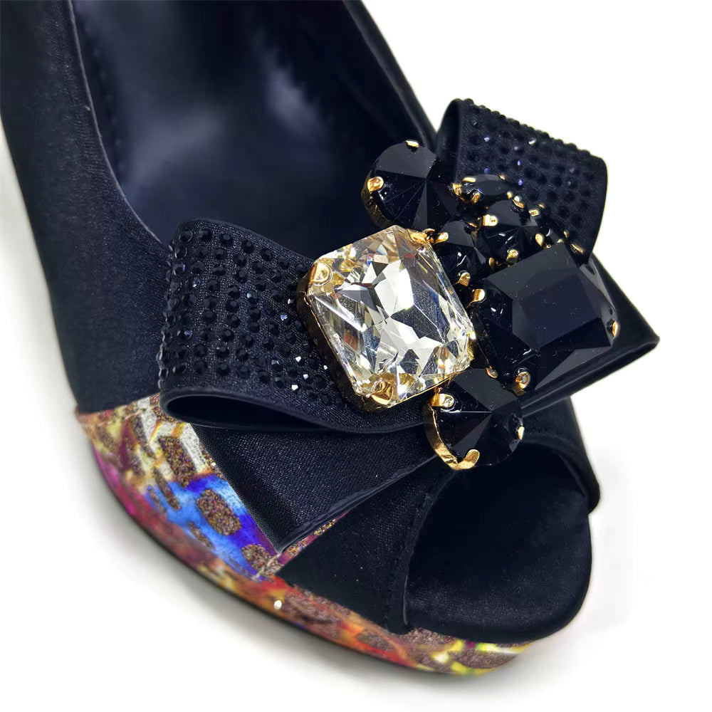 High Heel Wedding Party Bigger Size Design Shoes and Bags Matching Set