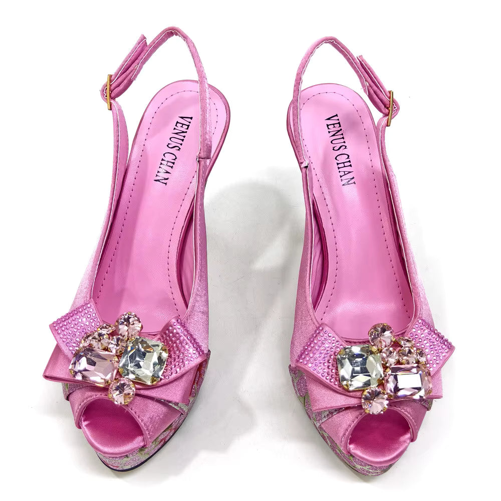 High Heel Wedding Party Bigger Size Design Shoes and Bags Matching Set