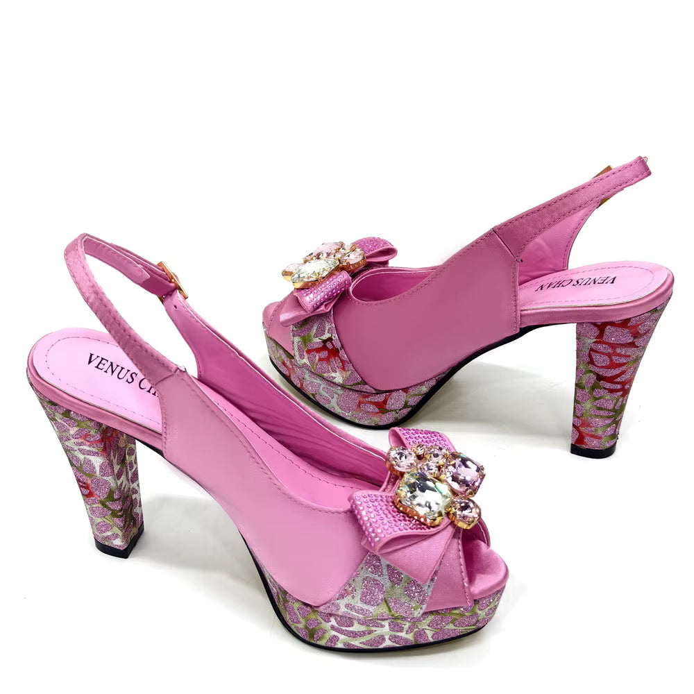 High Heel Wedding Party Bigger Size Design Shoes and Bags Matching Set