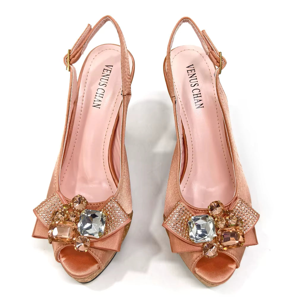 High Heel Wedding Party Bigger Size Design Shoes and Bags Matching Set