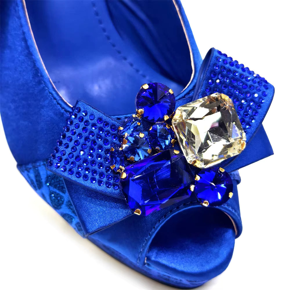High Heel Wedding Party Bigger Size Design Shoes and Bags Matching Set