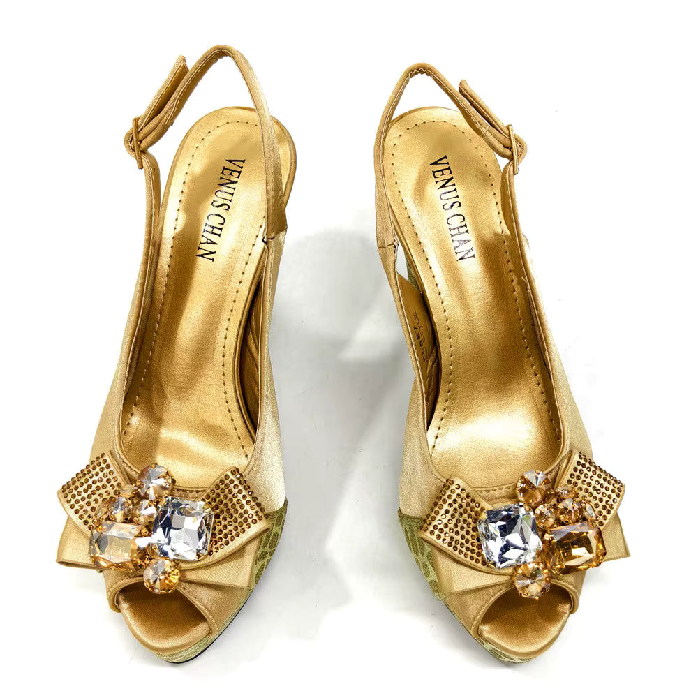 High Heel Wedding Party Bigger Size Design Shoes and Bags Matching Set