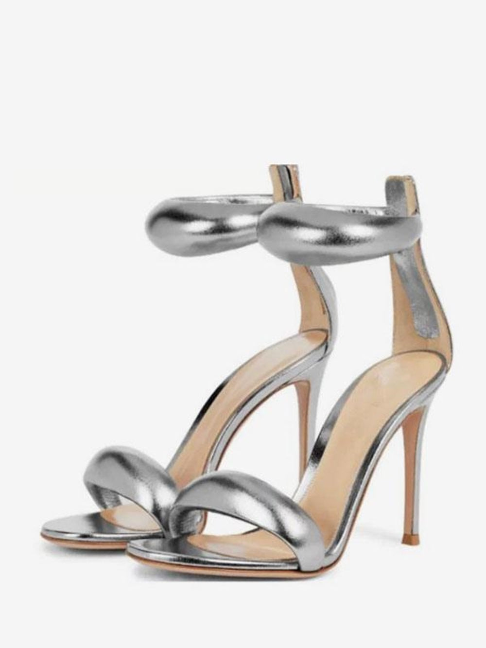 High Heel Women Open Toe Metallic Ankle Strap Prom Sandals