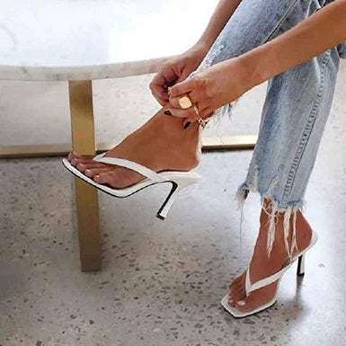 High Heeled Sandals Open Almond Toes Exposed Heels
