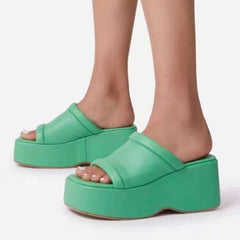 High Heels Slippers Thick Sole Peep Toe Slides