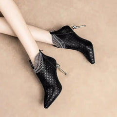 Elegant PU Leather Pointed Thin Heels Light and Comfortable Shoes