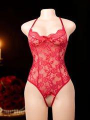 Black Sheer Lace Bra Bodysuit Lingerie