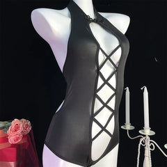 Lingerie Lace Erotic Teddy Bodysuit Underwear Hollow Perspective Crotchless Stripper Clothing Babydoll Dress