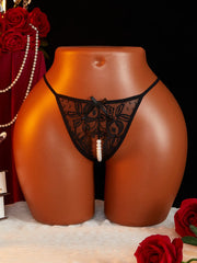 Mesh Hollow Female Lingerie Transparent Crotchless Lace Open Crotch Beading Panties Underwear Erotic Costume