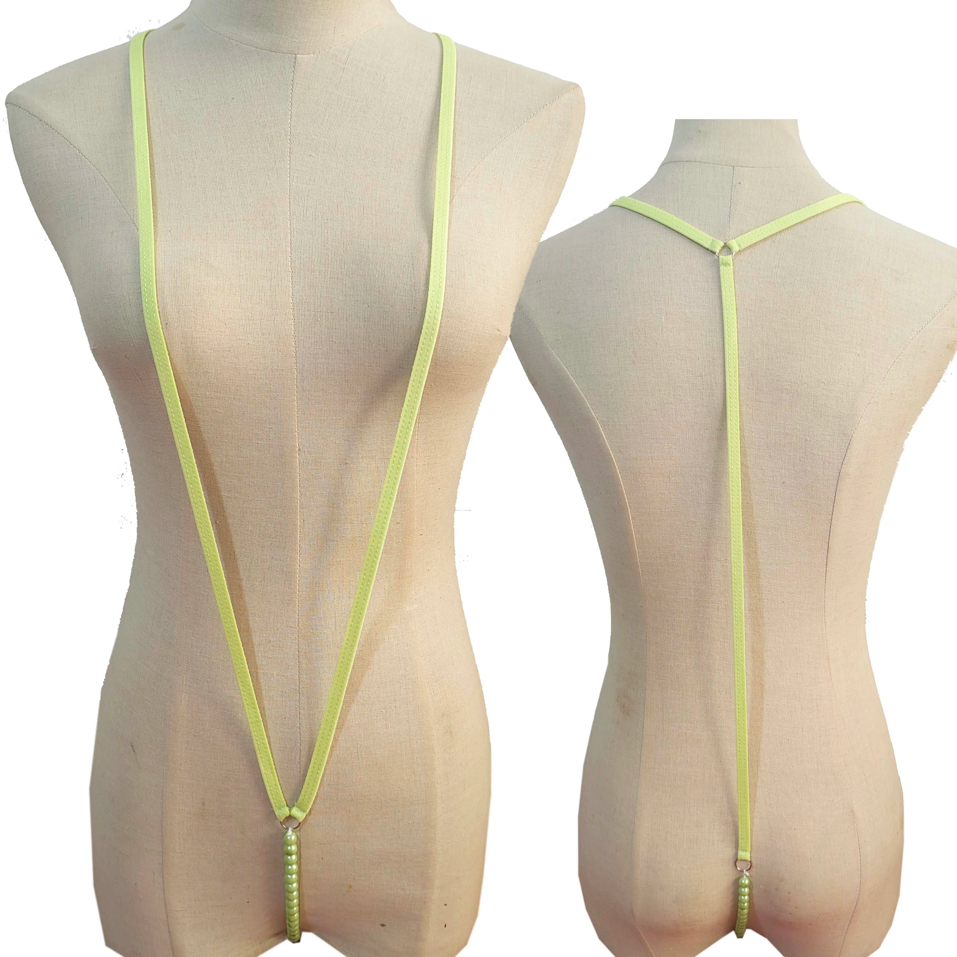 Sheer Mini Bodysuit Woman Lingerie Porn Micro Bikinis Back Bare Outfits Erotic Tiny Bow-tie Underwear Set