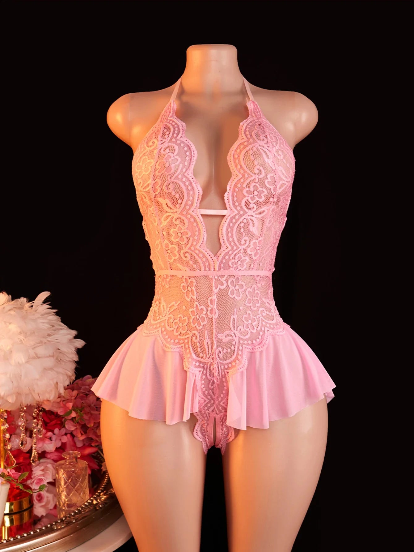Deep V Neck Bodysurit Crotchless Bold Lingerie Erotic Babydoll Tights Transparent Porn Desire Underwear