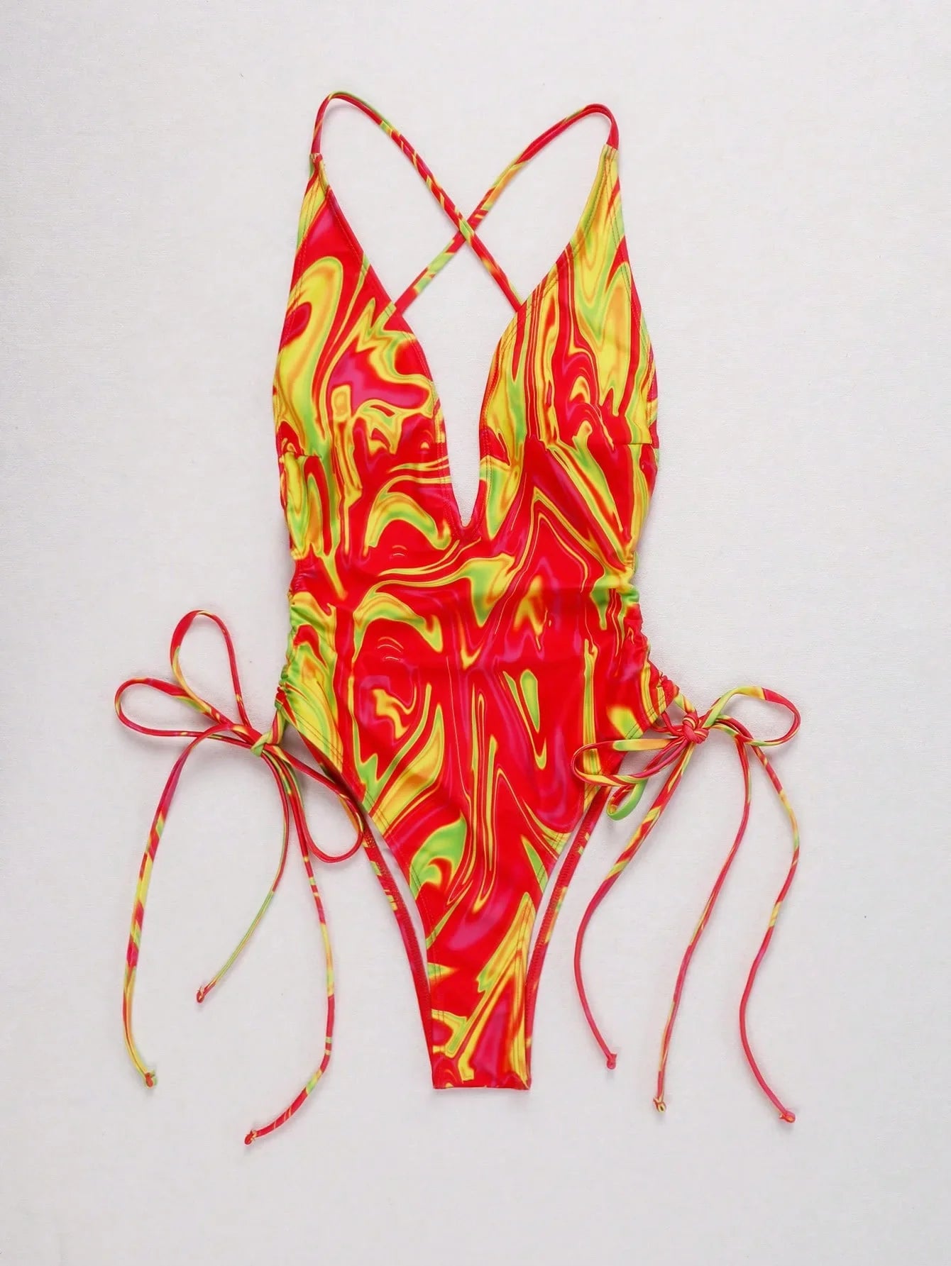 INS Backless One Piece Bikini Swimsuit Gather Up