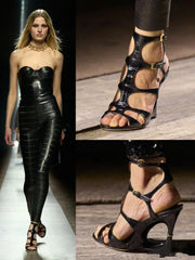 Buckle Strap Microfiber Sewing Irregular Hollow Coarse High Heel Sandals