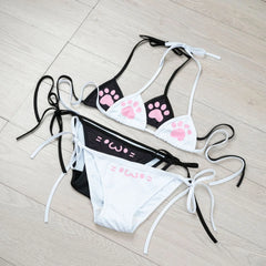 Japanese Anime Kawaii Cat Paw Micro Bikini Set