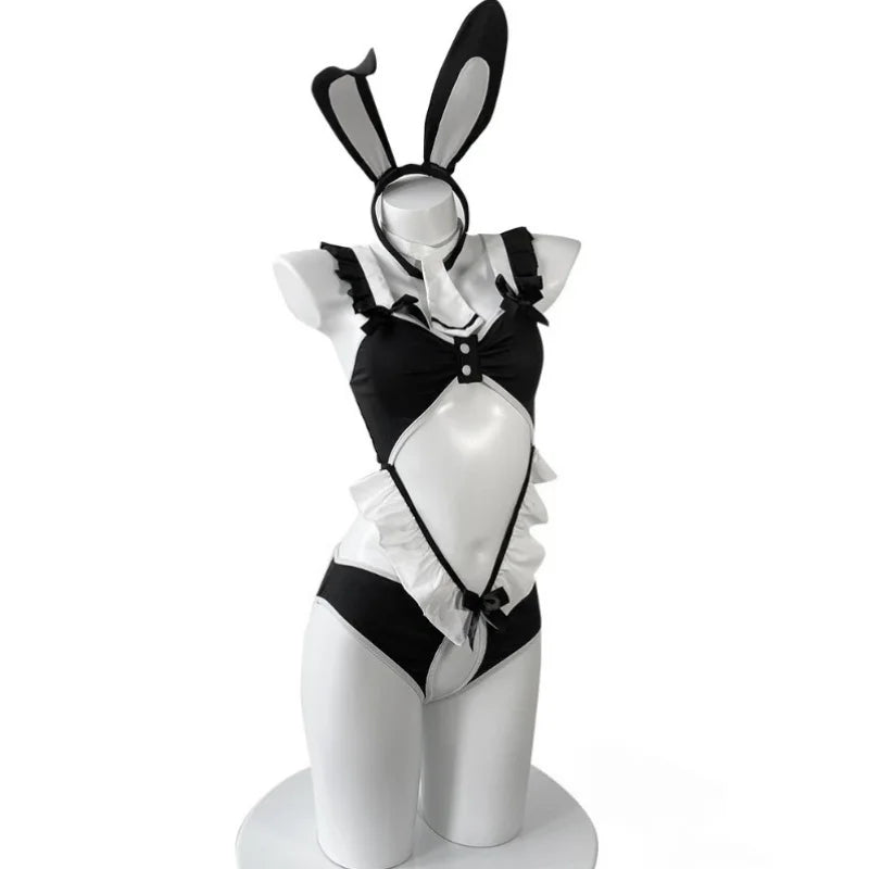 Japanese Kawaii Bunny Girl Cosplay Costume Lingerie Hollow Out Uni