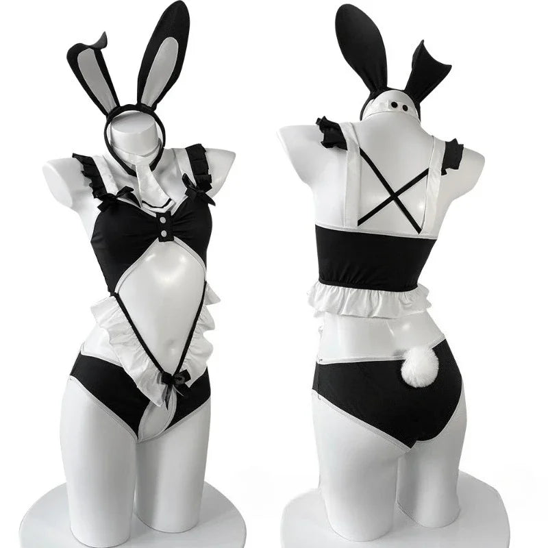 Japanese Kawaii Bunny Girl Cosplay Costume Lingerie Hollow Out Uni