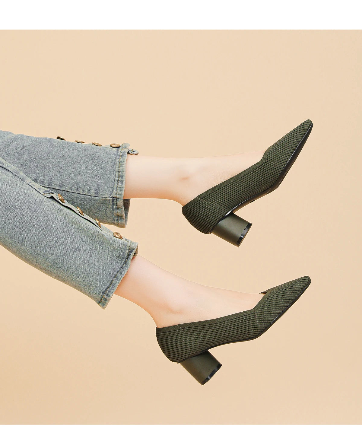 Formal Knitted Breathable Anti slip Rubber Sling-backs Sole Shoes