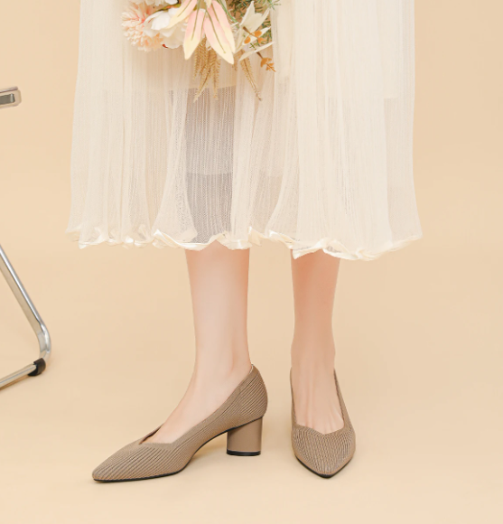 Formal Knitted Breathable Anti slip Rubber Sling-backs Sole Shoes