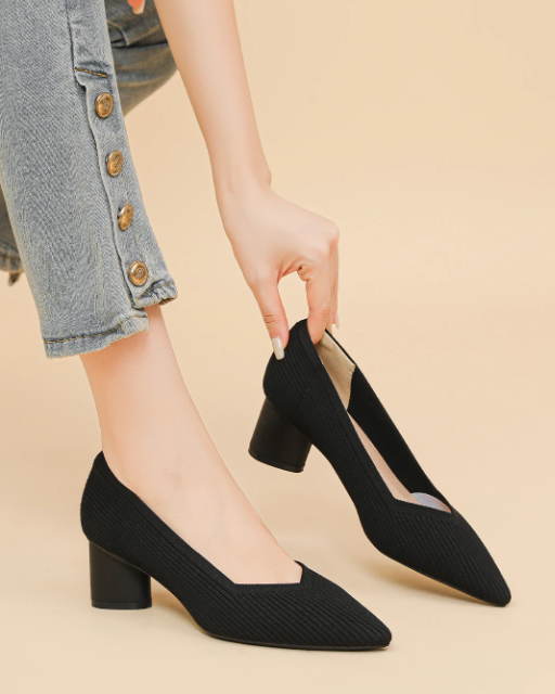 Formal Knitted Breathable Anti slip Rubber Sling-backs Sole Shoes