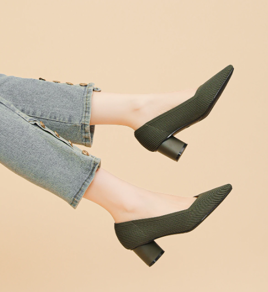 Formal Knitted Breathable Anti slip Rubber Sling-backs Sole Shoes