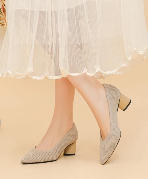 Formal Knitted Breathable Anti slip Rubber Sling-backs Sole Shoes
