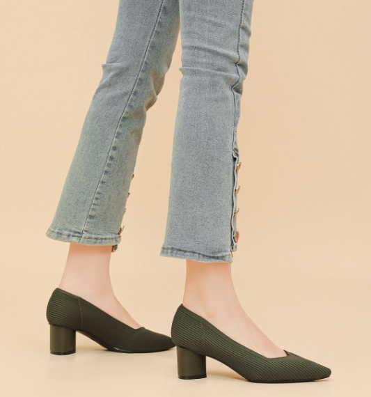 Formal Knitted Breathable Anti slip Rubber Sling-backs Sole Shoes