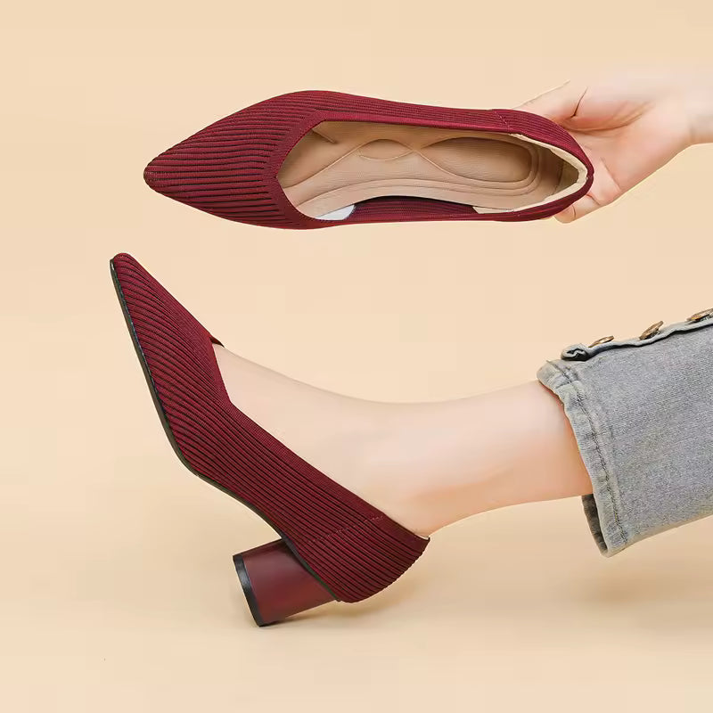 Formal Knitted Breathable Anti slip Rubber Sling-backs Sole Shoes