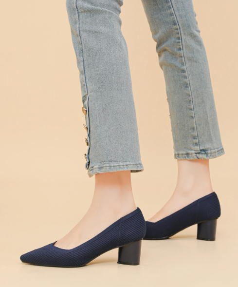 Formal Knitted Breathable Anti slip Rubber Sling-backs Sole Shoes