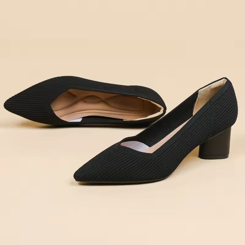 Formal Knitted Breathable Anti slip Rubber Sling-backs Sole Shoes