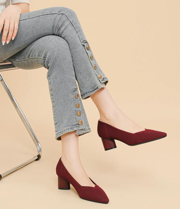 Formal Knitted Breathable Anti slip Rubber Sling-backs Sole Shoes