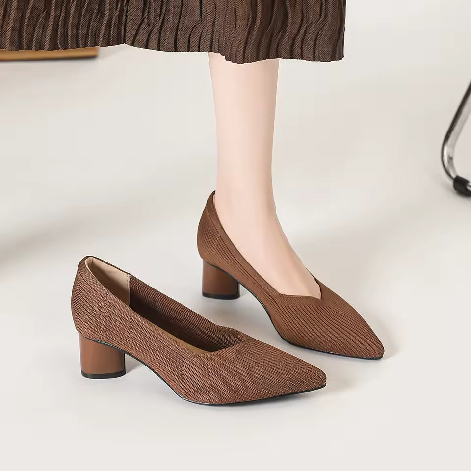 Formal Knitted Breathable Anti slip Rubber Sling-backs Sole Shoes