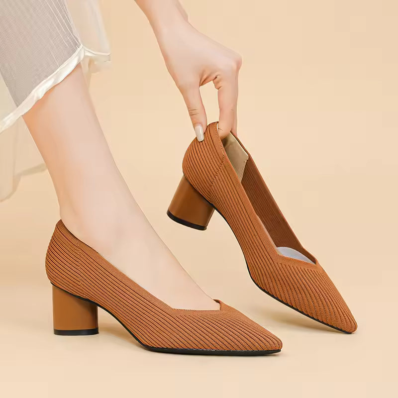 Formal Knitted Breathable Anti slip Rubber Sling-backs Sole Shoes