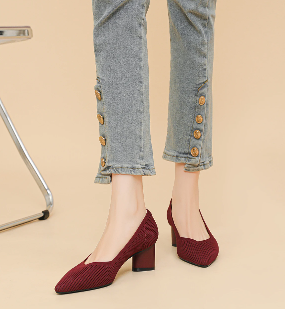 Formal Knitted Breathable Anti slip Rubber Sling-backs Sole Shoes
