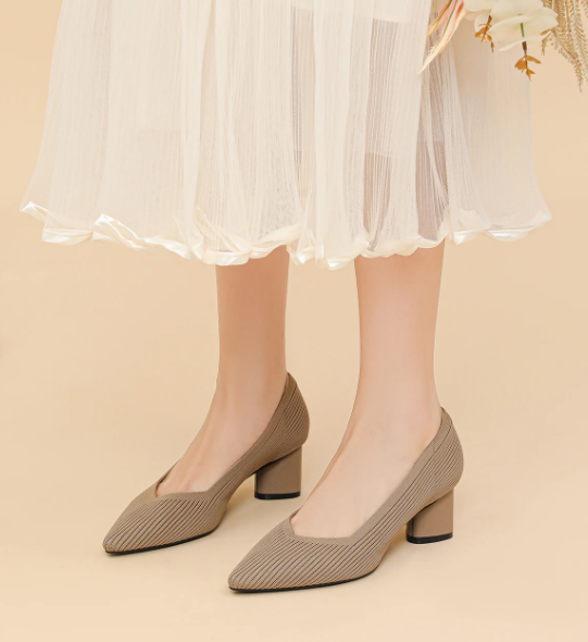 Formal Knitted Breathable Anti slip Rubber Sling-backs Sole Shoes