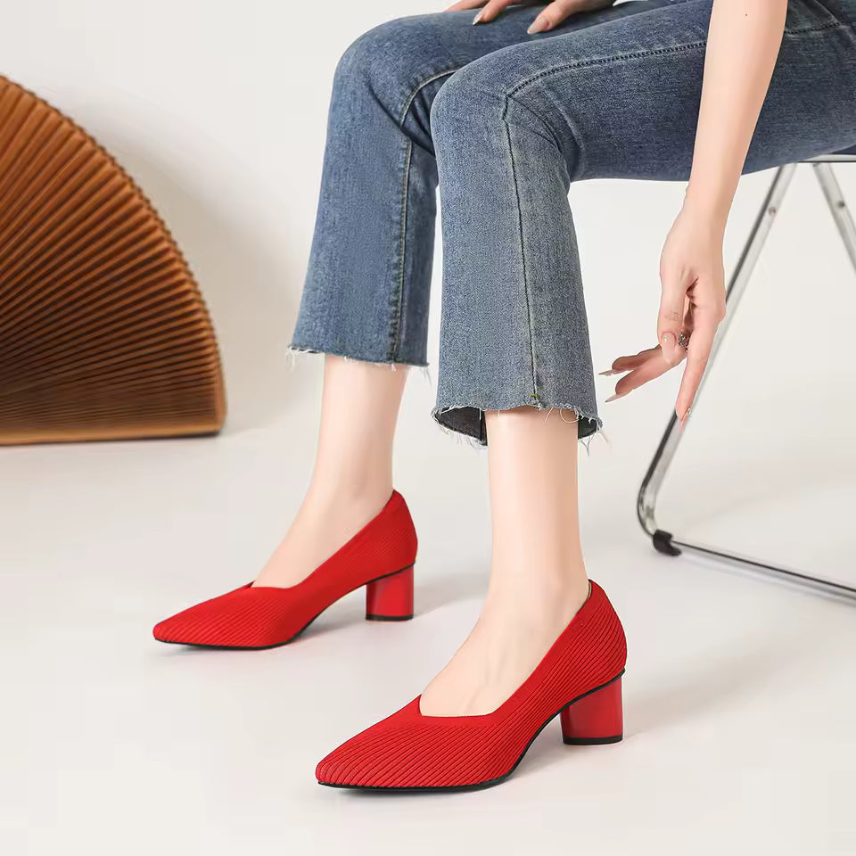 Formal Knitted Breathable Anti slip Rubber Sling-backs Sole Shoes