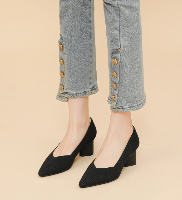 Formal Knitted Breathable Anti slip Rubber Sling-backs Sole Shoes